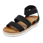 DREAM PAIRS Women's Black Open Toe Elastic Ankle Strap Espadrille Flatform Platform Wedge Sandals Size 8.5 M US Jimmie