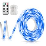 Criacr LED Strip Light, 90 LED Battery Powered LED Strip Lights 3M with Remote Timer, 8 Modes, Self-Adhesive, Dimmable, Waterproof, Cuttable for TV Backlight, Computer, Kitchen, Ceiling Bedroom (Blue)