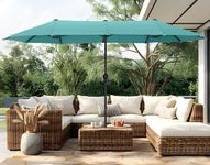 PHI VILLA 13ft Large Patio Umbrellas, Double-Sided Outdoor Market Rectangle Umbrella for Outside, Turquois