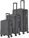 travelite 4-wheel suitcase set 3 pieces sizes L/M/S, luggage series BALI: ABS hard shell trolleys with TSA combination lock (hand luggage suitcase without TSA)