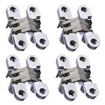 4 Pack Hidden Hinge Invisible Hinge for Cabinet Door, Zinc Alloy Hidden Door Hinge 180 Degree Swing Hinges for Wooden Box Front Door, 0.61' Leaf Width, 2-3/8" Leaf Height