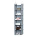 YOUDENOVA Hanging Closet Organizer, 6-Shelf Closet Hanging Shelves, Grey