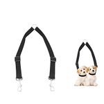 Double Dog Lead, Adjustable Double Pet Trainer Lead, Double Leads for Two Dogs No Tangle, Dual Dog Lead Splitter Perfect for Walking Training 2 Small Dogs on One Lead (Black)