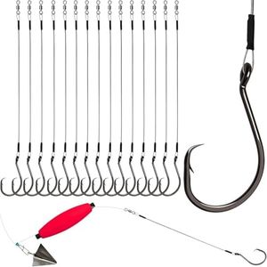 Dovesun 20PCS Circle Hooks Fishing Pre-Rigged Catfish Rig for Saltwater Freshwater Catfish Hooks with Wire Leader 8/0