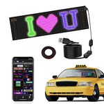 Tekstap Programmable LED Sign,Bluetooth App Control LED Car Sign,Waterproof Foldable USB 5V LED Custom Sign,Custom Text Pattern Animation Scrolling LED Display for Car Store Bar (7"x3")