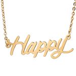 HUAN XUN Words Pendant Charm Necklace, Happy