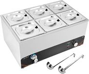 DULNICE Commercial Bain Marie Buffet Food Warmer 6-Pans Large Capacity Food Warmer Buffet Server Stainless Steel with Lids, Chafing Dishes & Food Warmers for Parties, Catering and Restaurants 1500W
