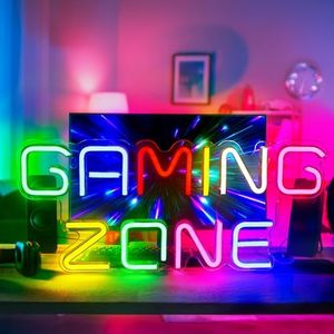 panthem Targa con luce al neon, per gaming, gaming, zona di gioco, luce al neon, per camera dei giochi, parete, game room, bar, feste, cameretta dei bambini, idea regalo