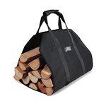 HipierFx Large Log Carrier Bag for Outdoor Camping Trip Carrier with Handles Heavy Duty Wood Portable Firewood Storage Bag (Black)