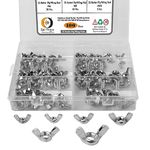 Epi-Torque 100 Pcs 6 Sizes Butterfly Wing Nuts Assortment Kit, M3 M4 M5 M6 M8 M10 Sizes Stainless Steel Wing Nuts Fasteners