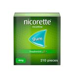 Nicorette Freshmint 4mg Gum (210 Pieces), Discreet and Fast-Acting Stop Smoking Aid to Ease Cravings, Nicotine Gum with Pleasant Freshmint Flavour, Chewing Gum