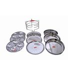 Marvel Stainless Steel Multipurpose Stand Steamer Dia:20cm (Idli,Dhokla,Patra,Modak Muthya & Kothimbirwadi) (4 Tier)