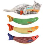 WONOWPA Catnip Toy, 3PCS Cat Chew Toys, Bite Resistant Catnip Toys with Bell Inside, Plush Cartoon Kitten Teething Interactive Toy for Cats