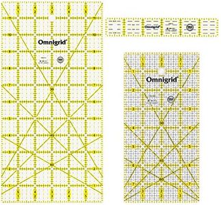 Dritz Rectangle Set-Omnigrid Quilting Ruler, 1"x6", 4"x8" and 6"x12", Clear