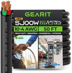 GearIT 10/4 10 AWG Portable Power Cable (50 Feet - 4 Conductor) SJOOW 300V 10 Gauge Electric Wire for Motor Leads, Portable Lights, Battery Chargers, Stage Lights and Machinery -50ft Electrical Cord