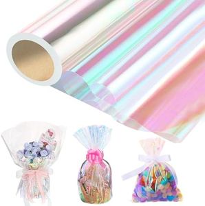 82 Ft X 17 In Cellophane Wrap for Gift Baskets Iridescent Cellophane Wrap Roll Gift Basket Wrapping Plastic for Treats Birthday Christmas Gifts DIY Crafts