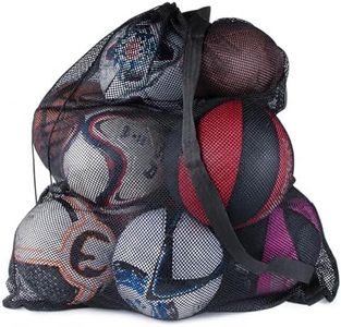 Super Z Outlet Sports Ball Bag Drawstring Mesh - Medium Professional Equipment with Shoulder Strap Black (30 inch x 40 inch Inches)