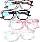 4 Pack Blue Light Blocking Reading Glasses Women Men,Spring Hinge Computer Readers,Anti UV Ray Square Nerd Eyeglasses (Multicolor, 1.25)