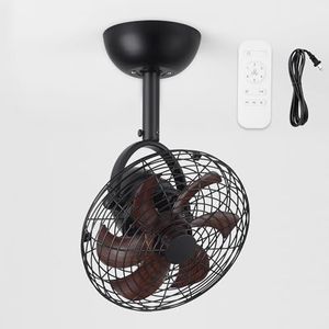 LEDIARY Wall Mount Fan with Remote 10 Inch Small Ceiling Fans with Plug in Cord, 6 Speed, Adjustable Tilt, Wall Mounted Fan Indoor Tabletop for Garage Shop Corner Gym Bedroom Office Walnut