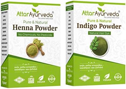 Attar Ayurveda Natural Dye for Black Hair (Henna Leaves Powder| Indigo Leaves Powder Combo Pack) (200 Grams + 200 Grams = 400 Grams Total) - 14 Ounce Pack 2