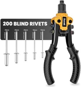 Duratl Rivet Gun, 10" Pop Rivet Gun kit with 200 Blind Rivets, 5 Interchangeable Rivet Heads (3/32", 1/8", 5/32", 3/16", 1/4"), Heavy Duty Hand Riveter Tool for Metal, Plastic and Leather