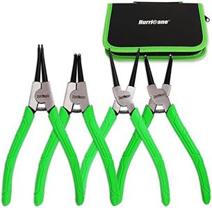 HURRICANE 4 Pieces Snap Ring Pliers Set, 7 Inch Internal & External Circlip Pliers Kit, CR-V Straight & Bent Jaw Pliers, Ideal for Ring Remover Retaining and Remove Hoses, with Portable Storage Pouch