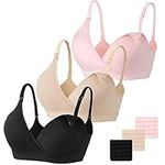 Vinfact Nursing Bra 3 Pack-M,Black/Nude/Pink