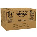 Whiskas Wet Pouches, Delicious and Tasty Poultry Selection in Jelly, Suitable for Adult Cats Aged 1+, MegaPack (120 x 100 g)