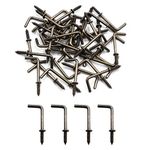 IDEALSV 1 Inch 1 Shape Screw Hooks L Shape Hooks Vintage Bronze 7 Shape Right Angle Medal Hooks (40 Pack)