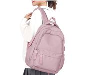 WEPLAN Backpack Women School Backpack for Girls Teenagers Casual Daypacks Rucksack Bag for College Backpack Women Work bag with USB Charging Port Men Waterproof Laptop Backpack 14 inch,Gray Pink