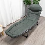 Hukimoyo Folding Bed Single for Adults Camping Chair, Recliner Chairs for Home Relax Picnic Sleeping Bed for Travelling Balcony Portable Sleeping Cot Bed(187 * 68 * 37 cm) (5 in 1, Green)