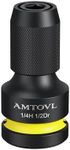 AMTOVL Impact to 1/4 Hex Converter - 1/2 INCH Drive Female to 1/4-Inch Hex Adapter for Ratchet Wrench Drivers, Impact Bit Holders, Quick-Change Chuck