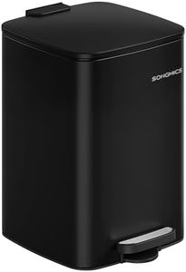 SONGMICS Trash Can, 5.2-Gallon (20 L) Trash Bin, Stainless Steel Kitchen Garbage Can, with Inner Bucket, Soft Close and Stays Open, Ink Black ULTB592B01