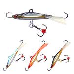 BASSDASH Ice Fishing Lures with Glide Tail Wings Winter Ice Jigging Fishing Jigs for Bass Perch Walleye Pike