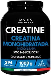 Bandini® Creatina Monohidratada en Polvo 1kg/1000g Pura - Para mejorar el Rendimiento y la Potencia Muscular - A base de Monohidrato de Creatina - Suplemento sin aditivos - 100% vegano