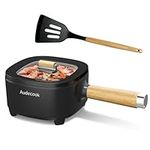 Audecook Electric Hot Pot 2L, Non-Stick Ceramic Glaze Frying Pan 8", Multifunction Electric Skillet Pan for Steak, Egg, Ramen, Oatmeal, Soup with Power Adjustment (Silicone Spatula Included)