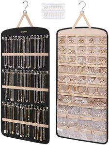 BAGSMART Hanging Jewelry Organizer, Necklace Holder Anti-tangle Earrings Rings Hanger with Pockets Hang on Closet, Wall, Door,1 Piece, Extra Large Black