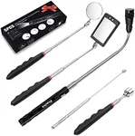 Preciva 5PCS Magnetic Telescoping Pick-up Tool Kit with 15lb &1lb Pick Up Rod, Round & Square 360 Swivel Adjustable Inspection Mirror and Telescoping Flexible LED Flashlight (Batteries Included)