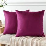 My home store Velvet Cushion Covers 45 x 45 cm- 2 Pack Square Throw Pillow Cases Decorative Aubergine Cushion Covers for Sofa Bedroom Living Room with Invisible Zipper 18 x 18 Inches