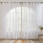 Neween Sheer White Curtains 2 Panels Set, Grommet Airy & Lightweight Elegant Window Treatments Voile Drapes with Light Filtering for Bedroom/Living Room (White, W132 x L274 cm)