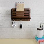 UP16 Key Holder for Home | Wooden Key Holder for Wall Key Chain Holders for Wall | Key Hanger (5 Hook, Walnut)