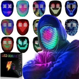 MEGOO Led Mask with Gesture Sensing Transforming,Light Up Luminous Digital Glow Mask for Halloween Rave Dj Party Masquerade