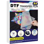 DTF Transfer Film A4(8.5" x 11") 50 Sheets PET Direct to Film Transfer Paper for T Shirts Matte Finish DTF Heat Transfer for Dark Fabric