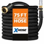 X-Hose Pro Expandable Garden Hose 75Ft, Heavy Duty Lightweight Retractable Water Hose, Flexible Hose, Weatherproof, Crush Resistant Solid Brass Fittings, Kink Free Expandable Hose as Seen on TV