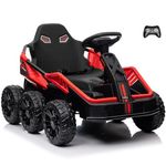 Kids Republic 4WD 24V Ride-on UTV with 6 Wheels, Remote Control, and EVA Tires - Ideal for Kids Aged 3-8 (24V Red)