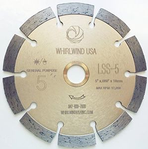 WHIRLWIND USA LSS 5-Inch Dry or Wet Cutting General Purpose Power Saw Segmented Diamond Blades for Concrete Stone Brick Masonry (5")