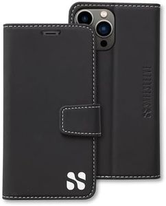 SafeSleeve Cell Phone Case for iPhone 16 Pro Black | EMF Protection, Anti Radiation, RFID EMF Blocking, Card Holder Wallet, Vegan Leather, Adjustable Stand, for Women & Men