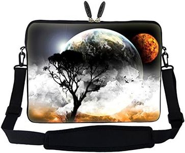 Meffort Inc 17 17.3 inch Neoprene Laptop Sleeve Bag Carrying Case with Hidden Handle and Adjustable Shoulder Strap - Planet View