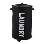 HOKIPO Foldable Laundry Hamper with Wheels, Black (AR-4857-BLK)