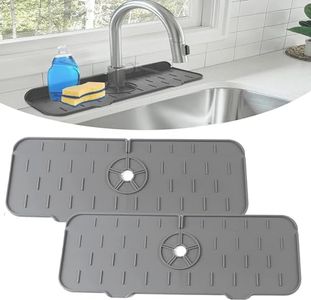 YOKONICO Sink Splash Guard Mats, 2-Pieces Silicone Faucet Handle Drip Catcher, 37 x 14 cm Tray Sink Mat for Kitchen & Bathroom, Drip Protector Splash Countertop